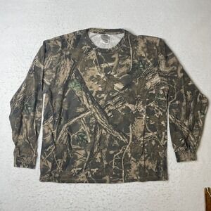 Northern Mens Camo Long Sleeve T-Shirt Size Large Brown Green Tree